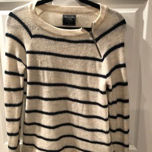 Abercrombie cream sweater with navy stripes